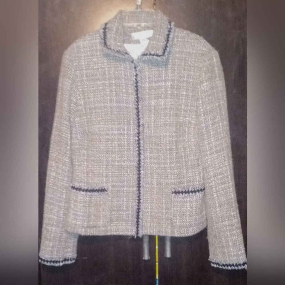 Women's Nine West Multicolored Blazer Jacket Size 12 Wool Blend
